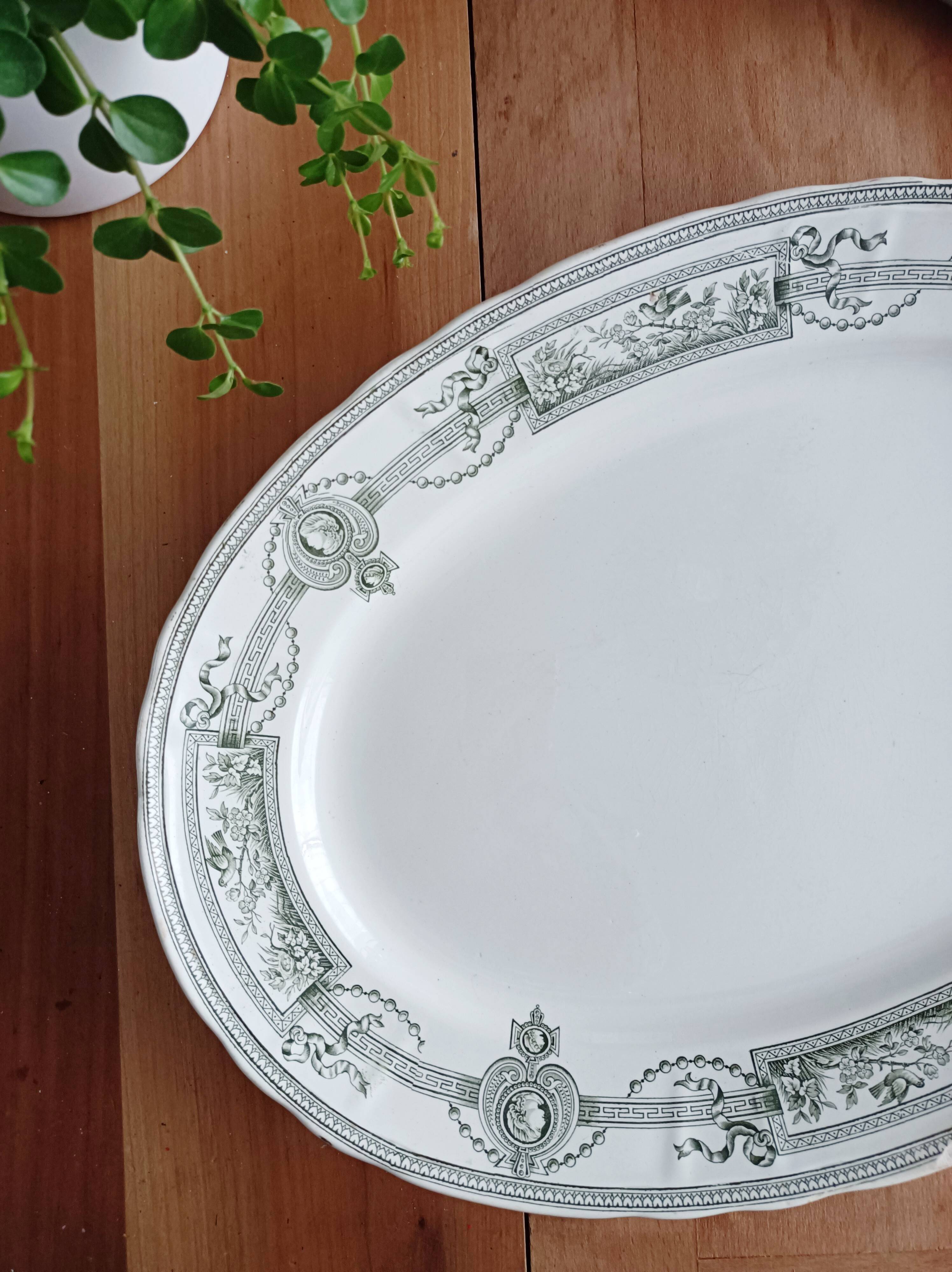 Oval ironstone platter from Saint Amand and Hamage, Medallion