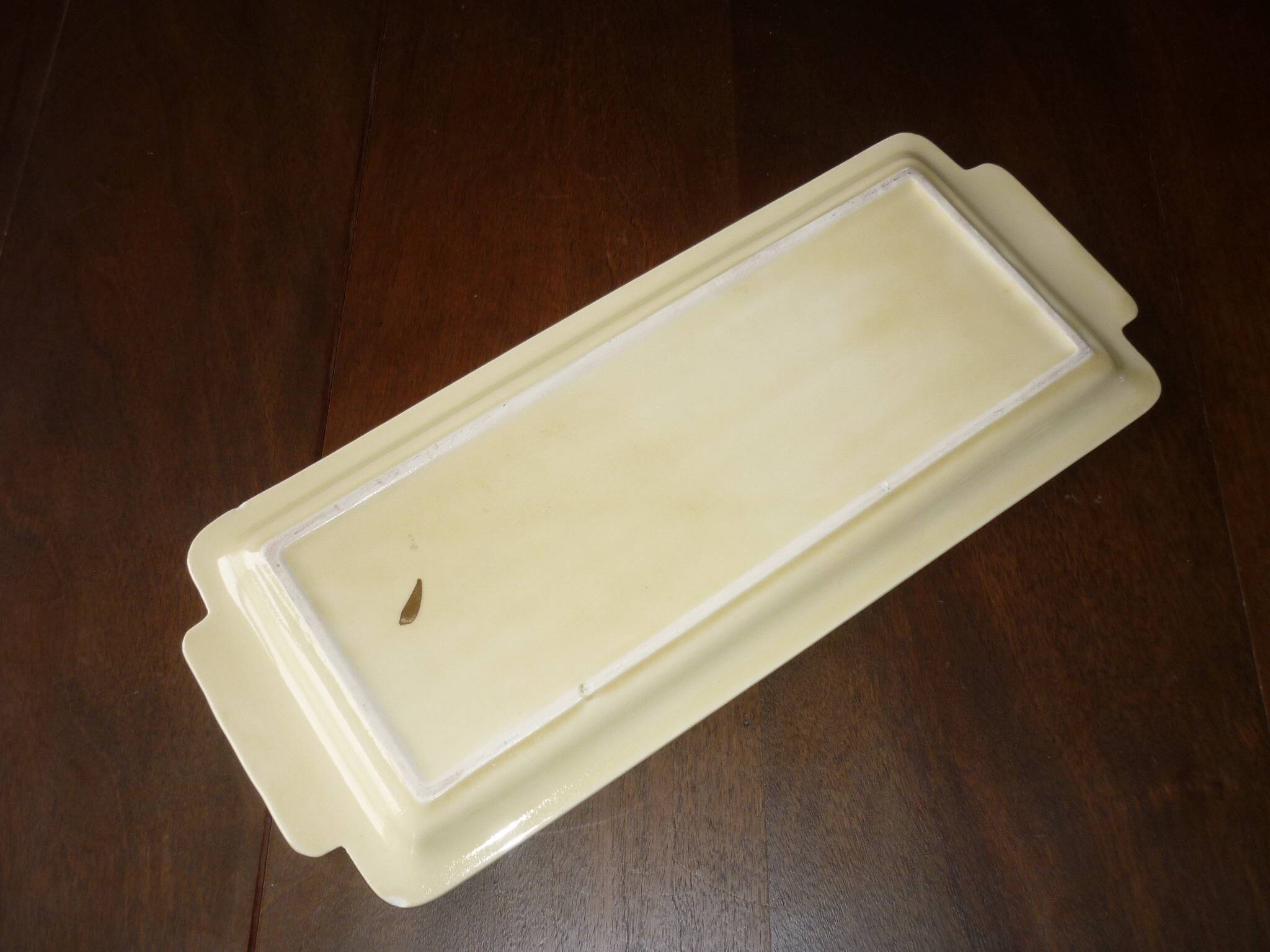 Yellow and gold art deco cake dish 40 cm