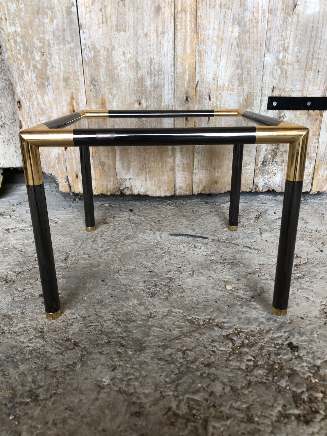 Coffee table tube metal black & gold vintage