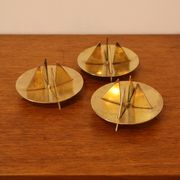 Scandinavian trio of candlesticks in brass by Pierre Forsell for Skultuna.