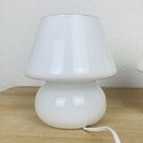 Paire de lampes champignon opaline blanches