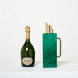 Thermos pitcher in green parchment and brass by Aldo Tura 1960
