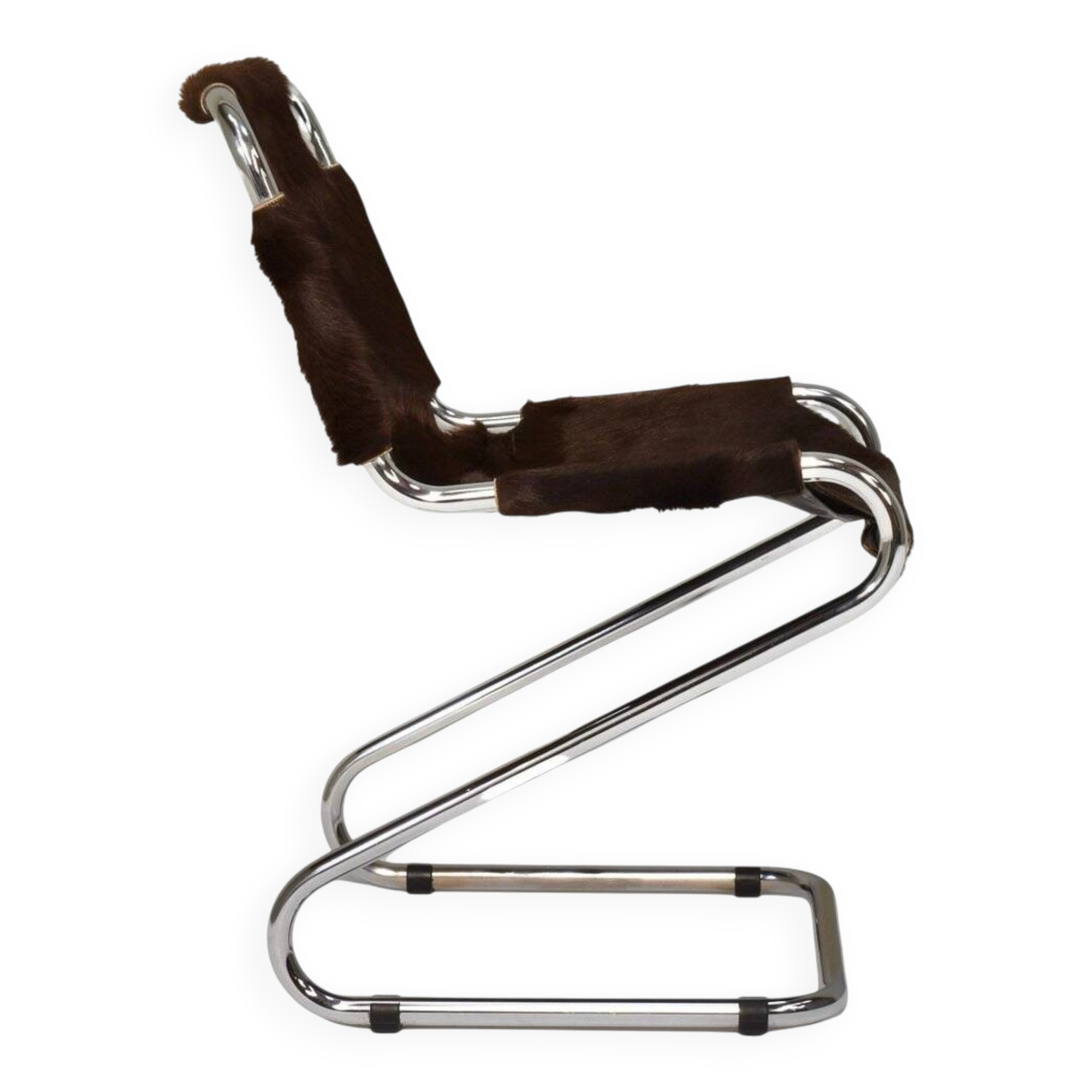 Vintage Italian chair in cowhide and chrome, 1970s