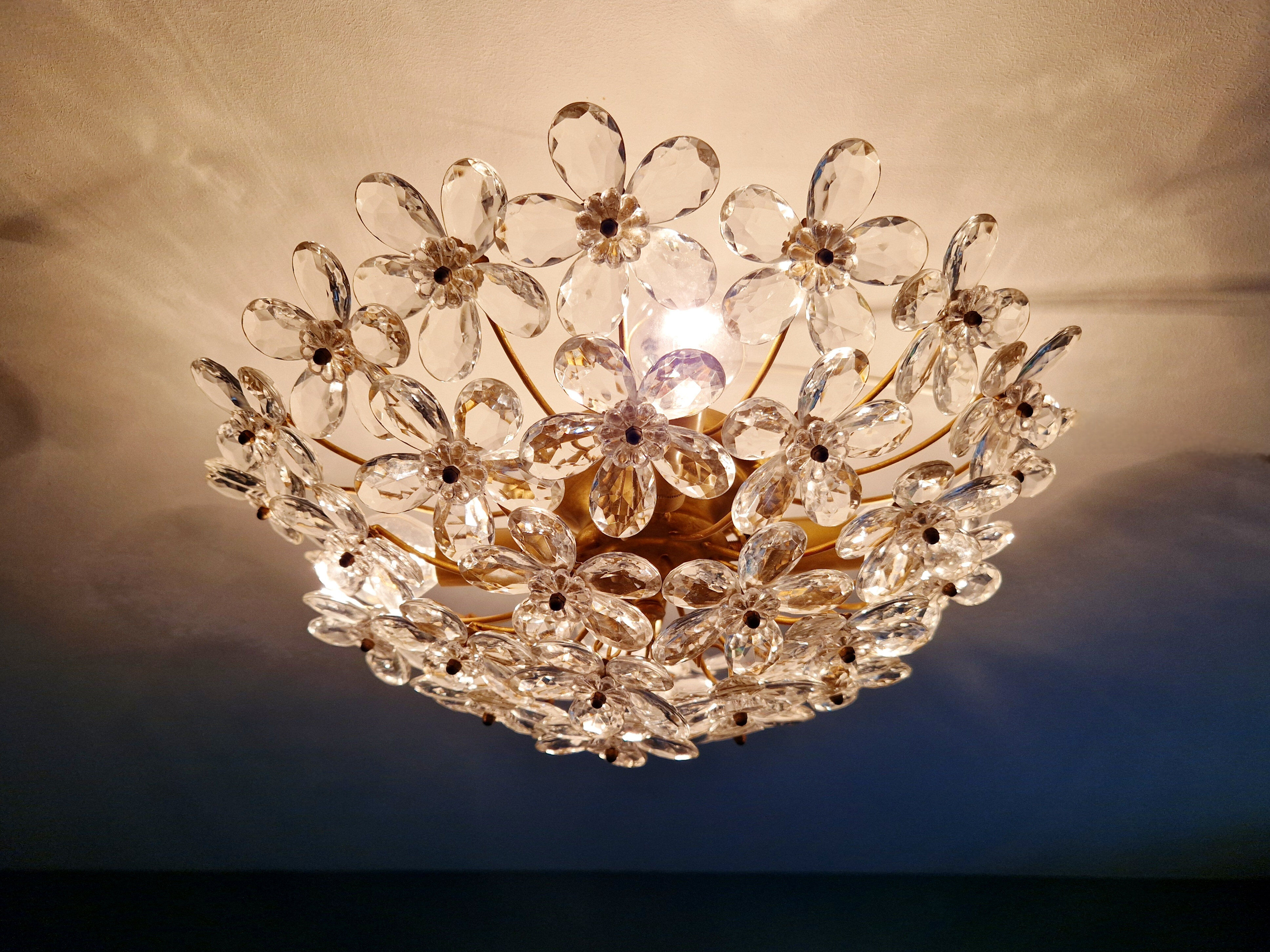 Italian ceiling light in Murano glass, 1970.