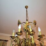 Set of painted metal chandeliers with flower decor