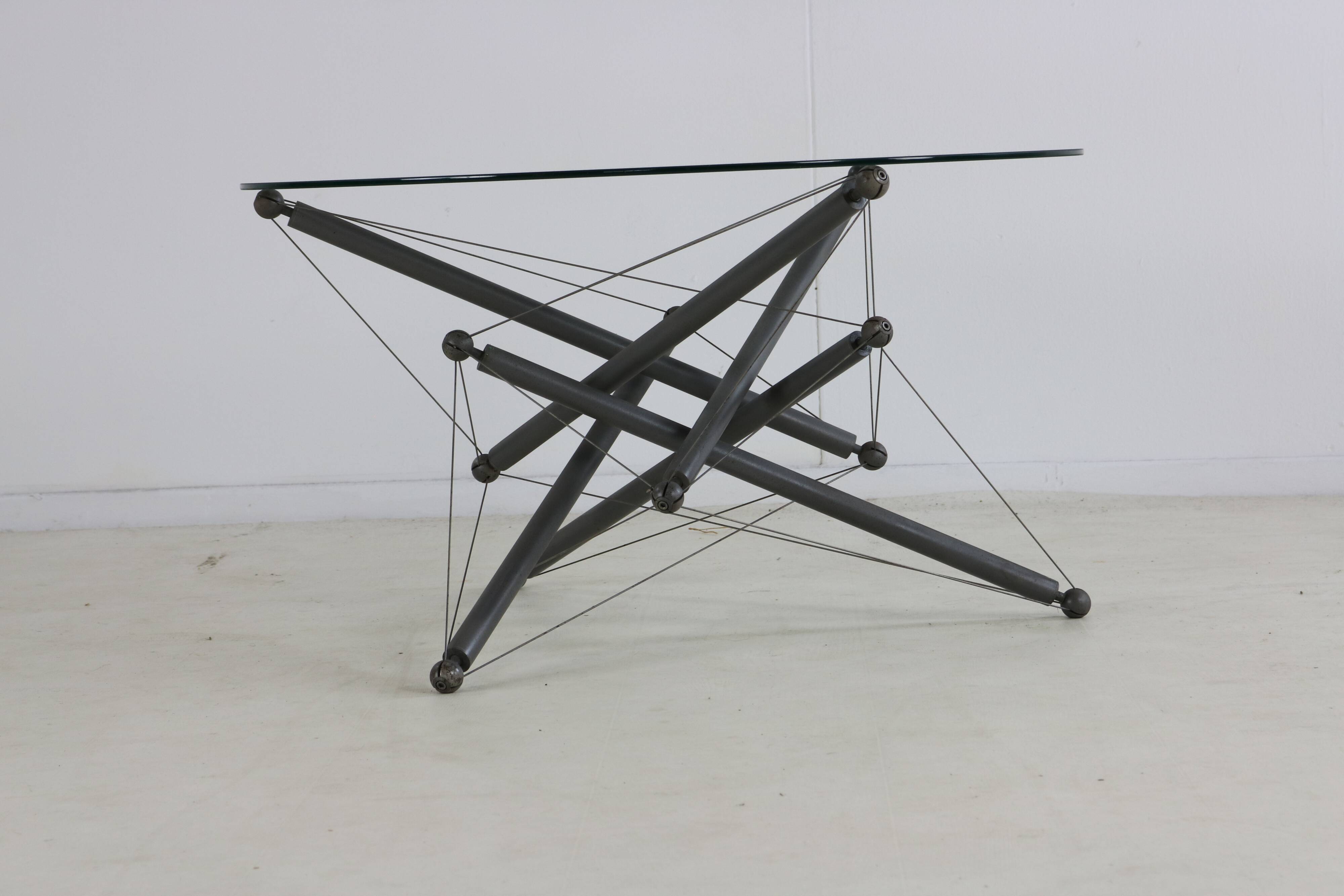 Seventies design steel wired coffee table for Cassina