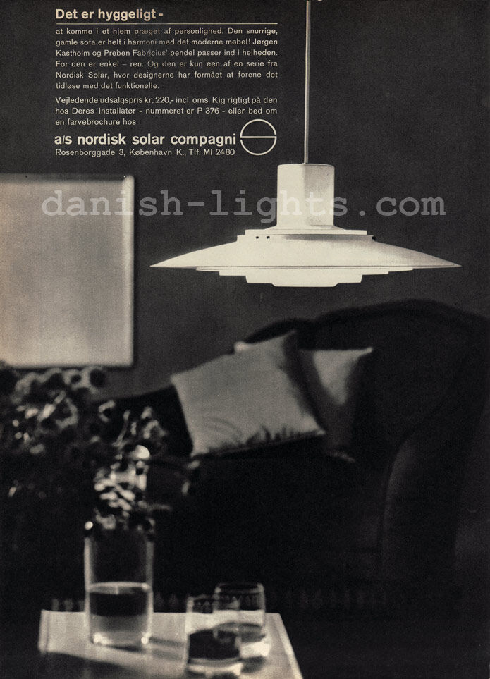 Pendant light "P376" by Fabricius and Kastholm for Nordisk Solar Compagni. Denmark 1960s