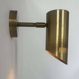 Vintage adjustable wall light, solid perforated brass, France 1960