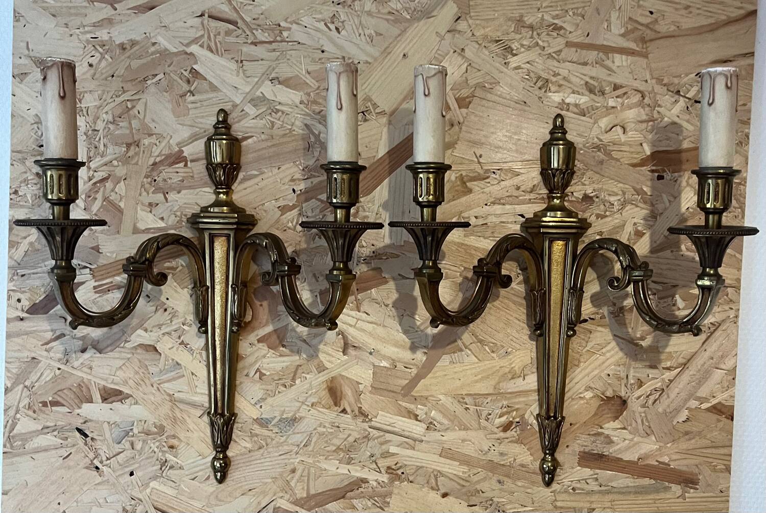 Pair of Empire style bronze wall lights