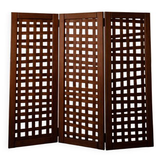 Paravent vintage en bois à 3 panneaux ajourés · Paravent pliant en pin (135 cm)
