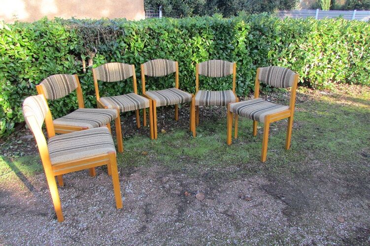 Set of 6 Scandinavian chairs from the 60s