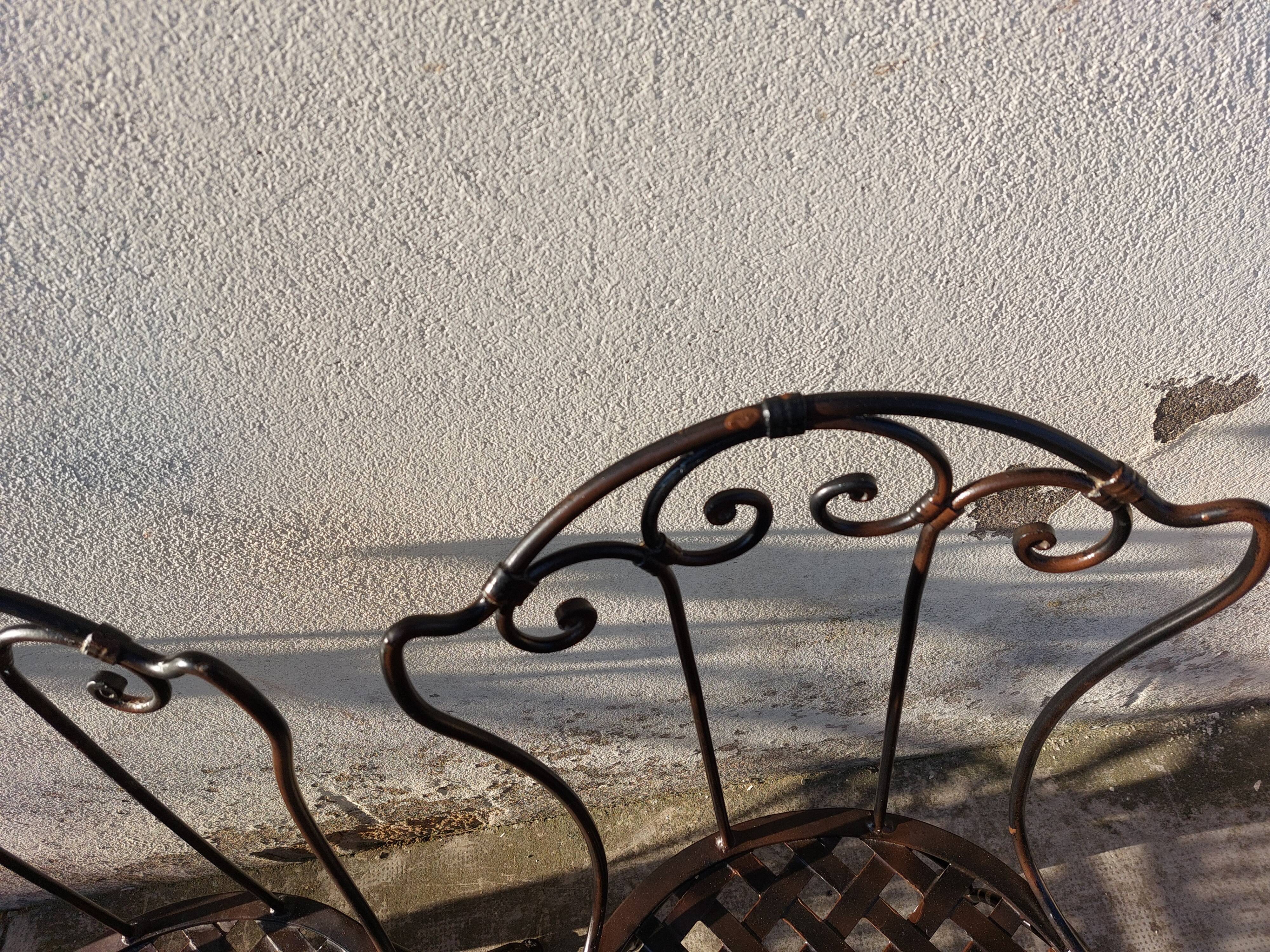 Série de 4 chaises de jardin en fer forgé