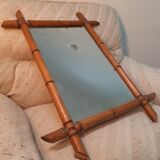 Miroir ancien bambou circa 1950 47x63cm