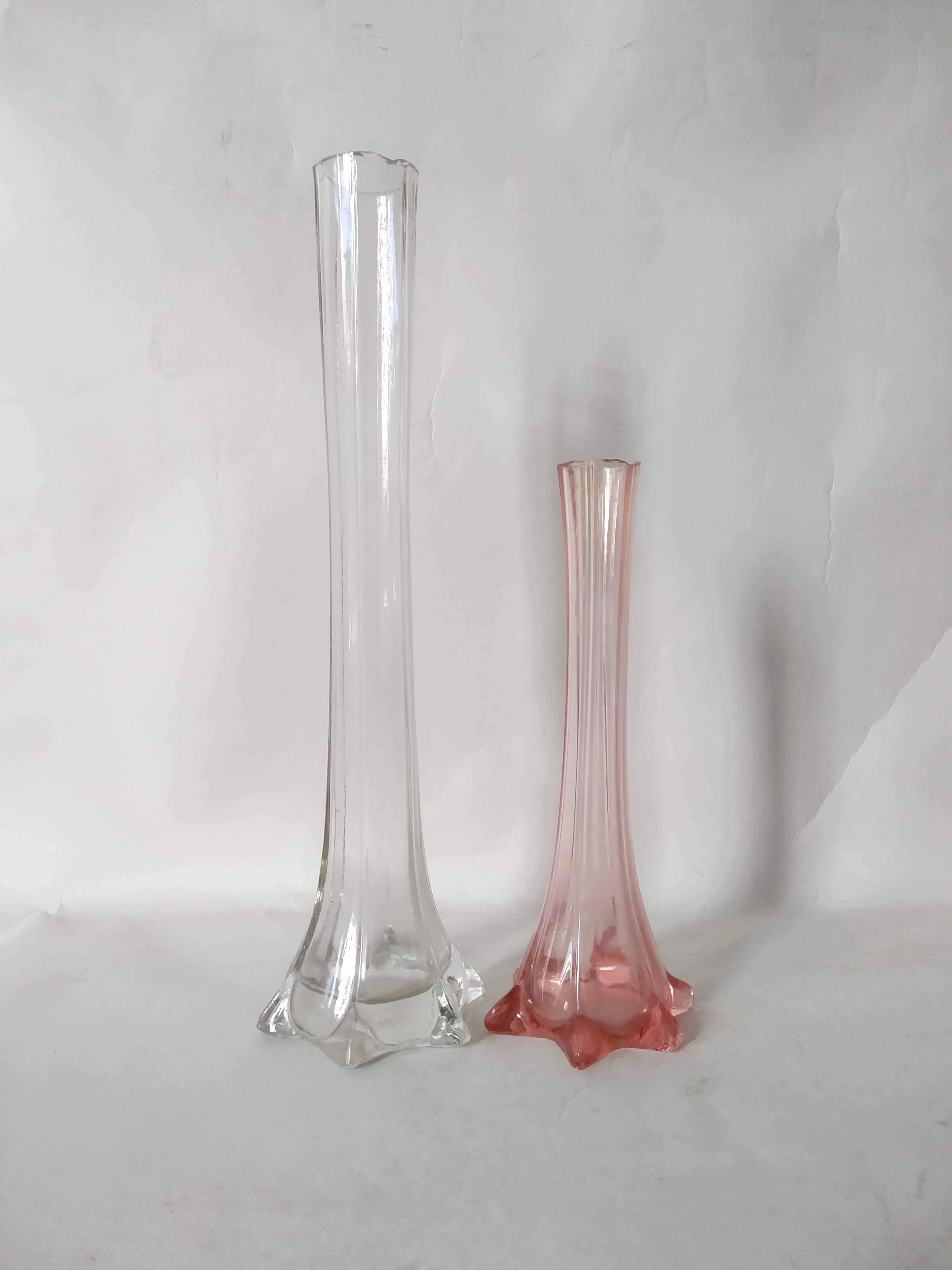 Pair of Art Nouveau glass soliflore vases