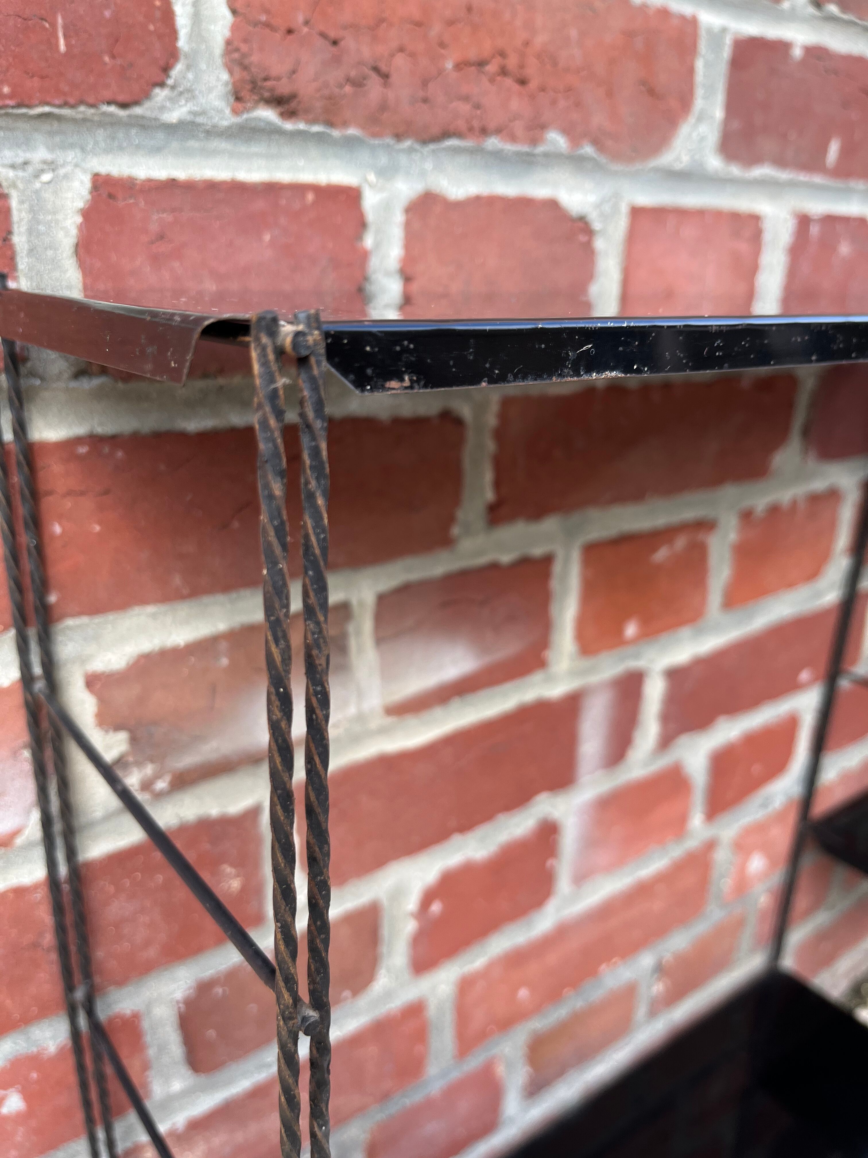 Black metal string shelf vintage 1960