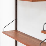 Playful 3-bay wall unit in teak wood by Poul Cadovius, Denmark, 1950s