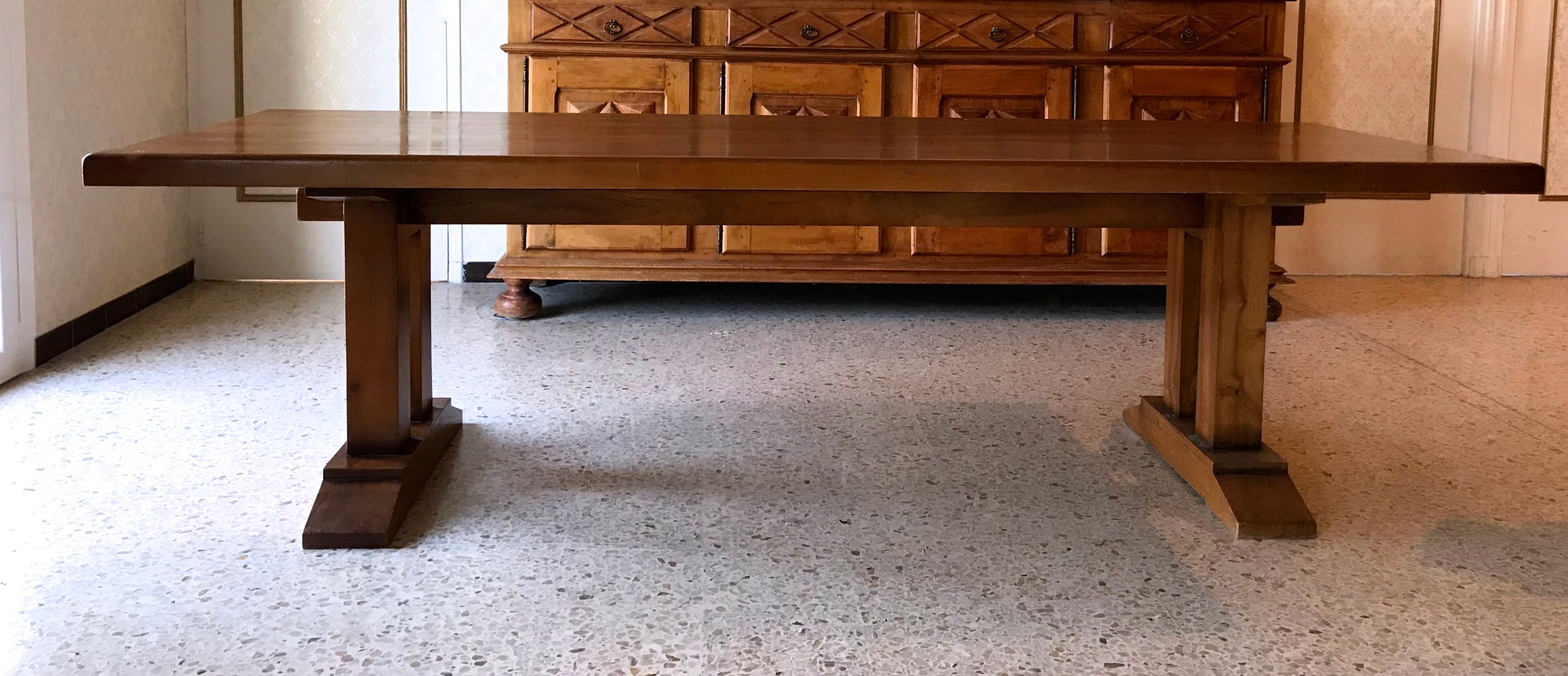 Dining table vintage solid wood refectory