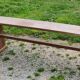 Brutalist antique bench in solid mahogany and solid oak