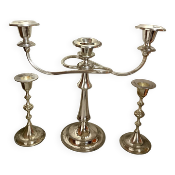 Candelabres en métal argenté - Ensemble de 3 pièces élégantes