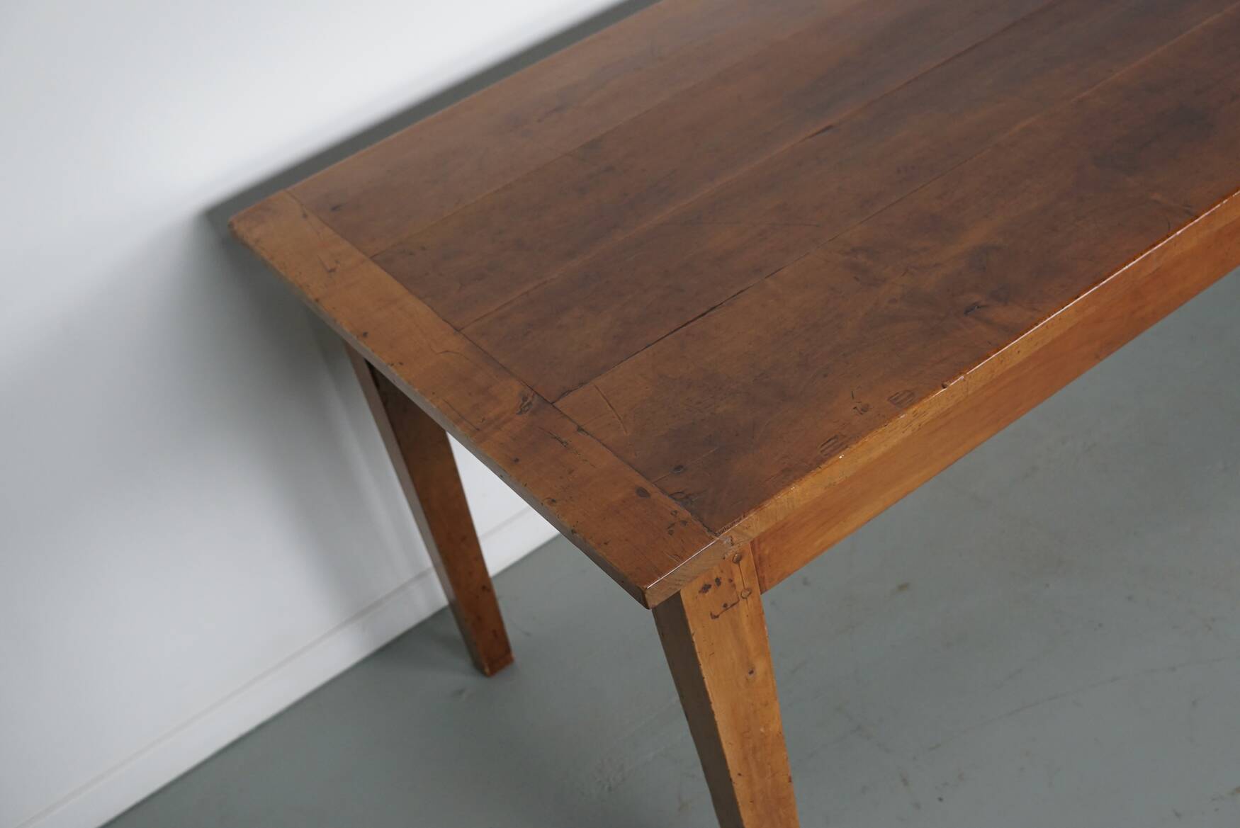 Antique Cherry Early 20th Century French Rustic Farmhouse Dining Table