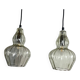 Pair of vintage glass pendant lights.