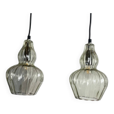 Pair of vintage glass pendant lights.