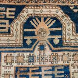 Antique Dagestan Kazak Rug 124x114 cm Caucasian, Gold, Blue, Rust Square Medium