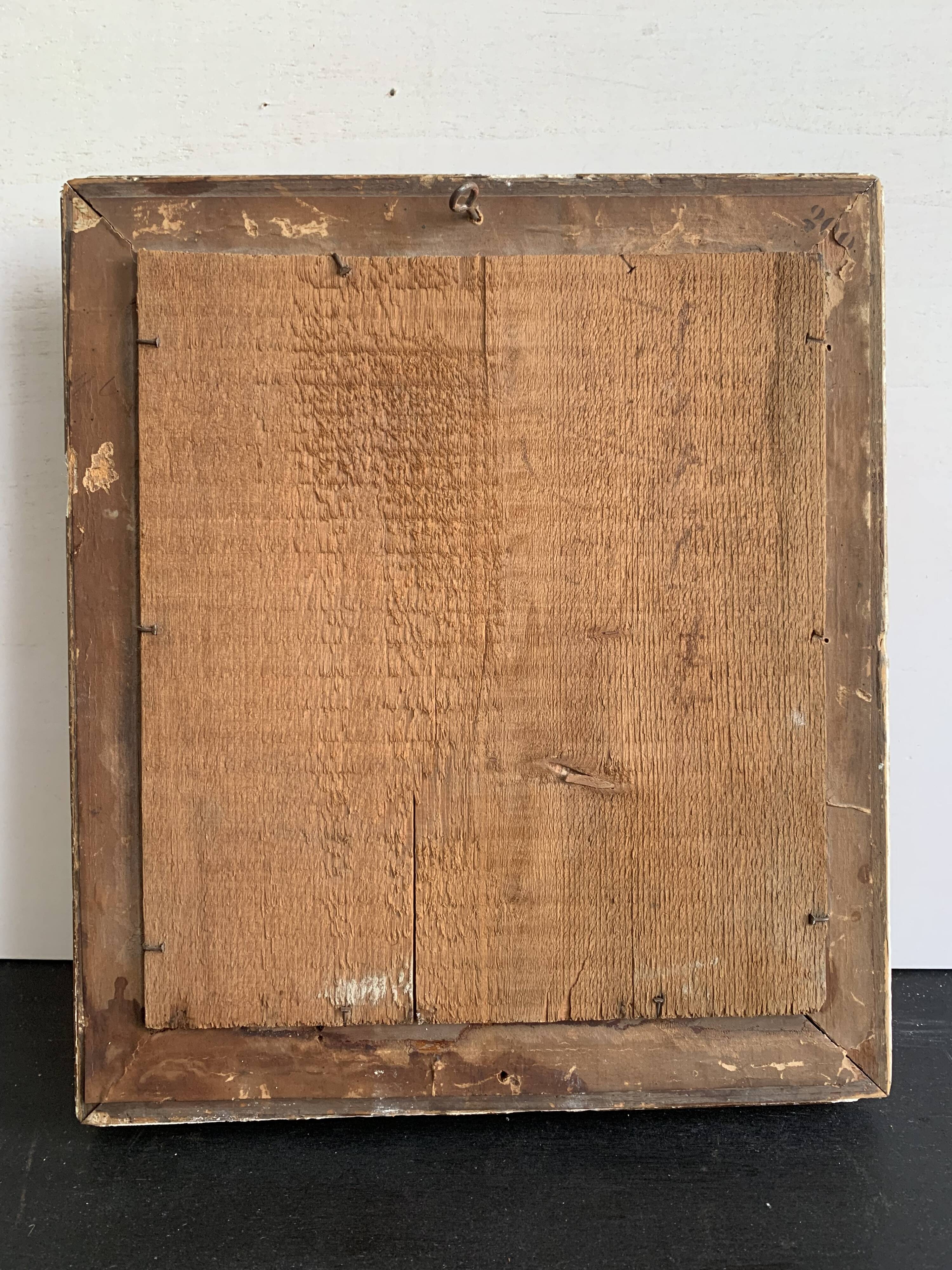 Petit miroir ancien doré à la feuille d’or, fin XIXe siècle