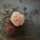 Tableau HST vers 1874 Jetée de fleur sur entablement signé + cadre