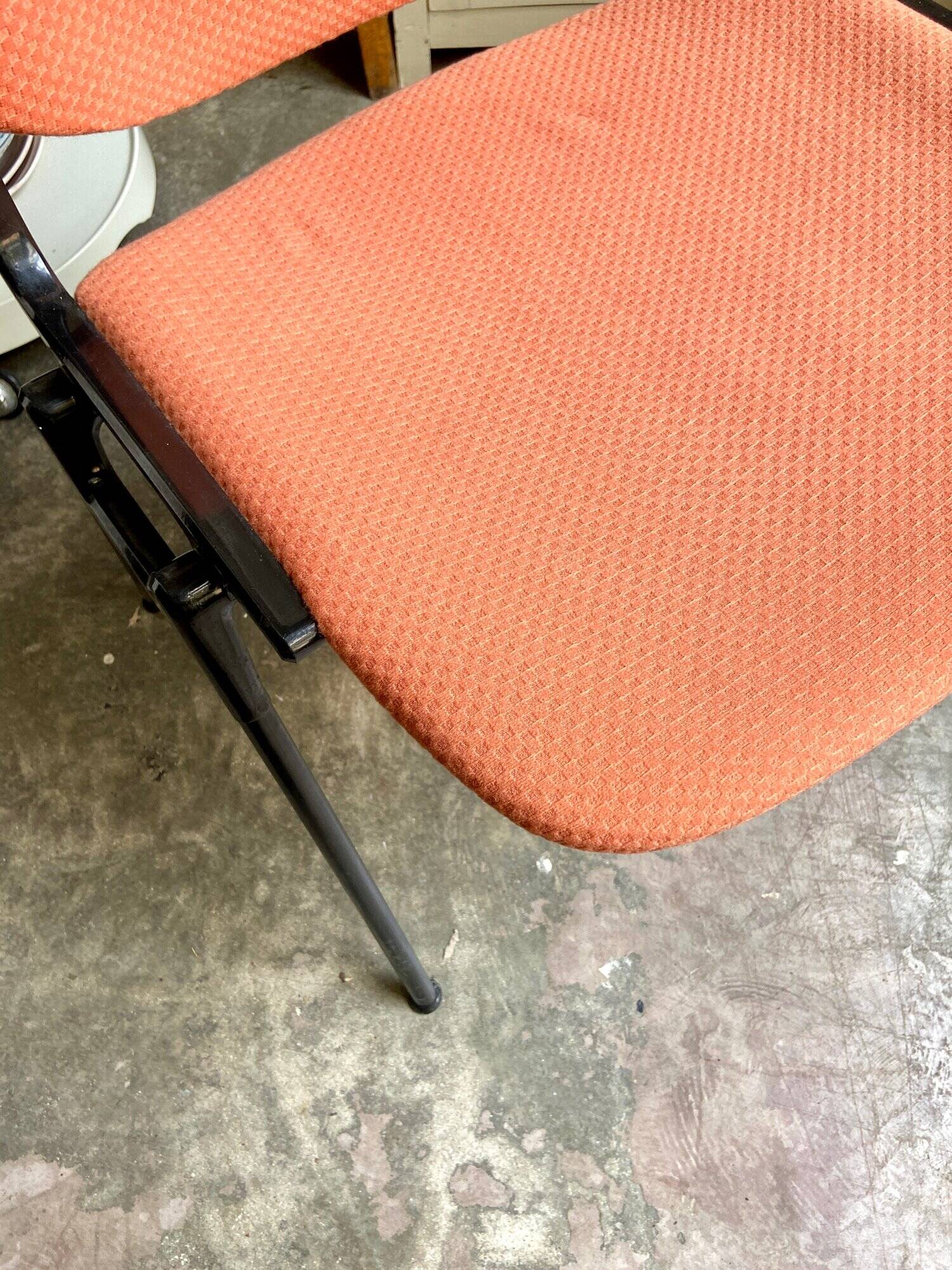 DSC 106 chair in peach cotton and black metal by Giancarlo Piretti for Anon