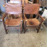 Pair of leather armchairs 19th century
