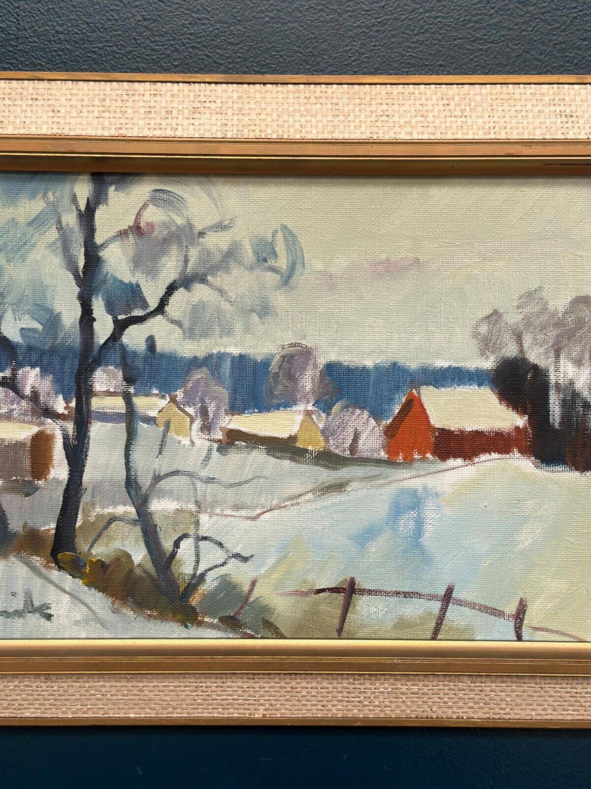 Original Swedish Oil On Canvas – “Dalslandsvinter” By Tage Gavik – Signed – Vintage & Framed – 50 × 37 Cm (19.7" × 14.6")