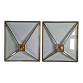 Ensemble de deux fenêtres Art Déco rares, en verre taillé et laiton, Autriche, années 1930.