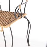 Iron and rattan bench