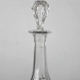 Carafe à liqueur ancienne en cristal monogramme gravé et côtes plates