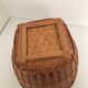 Panier de linge en rotin osier rond vintage