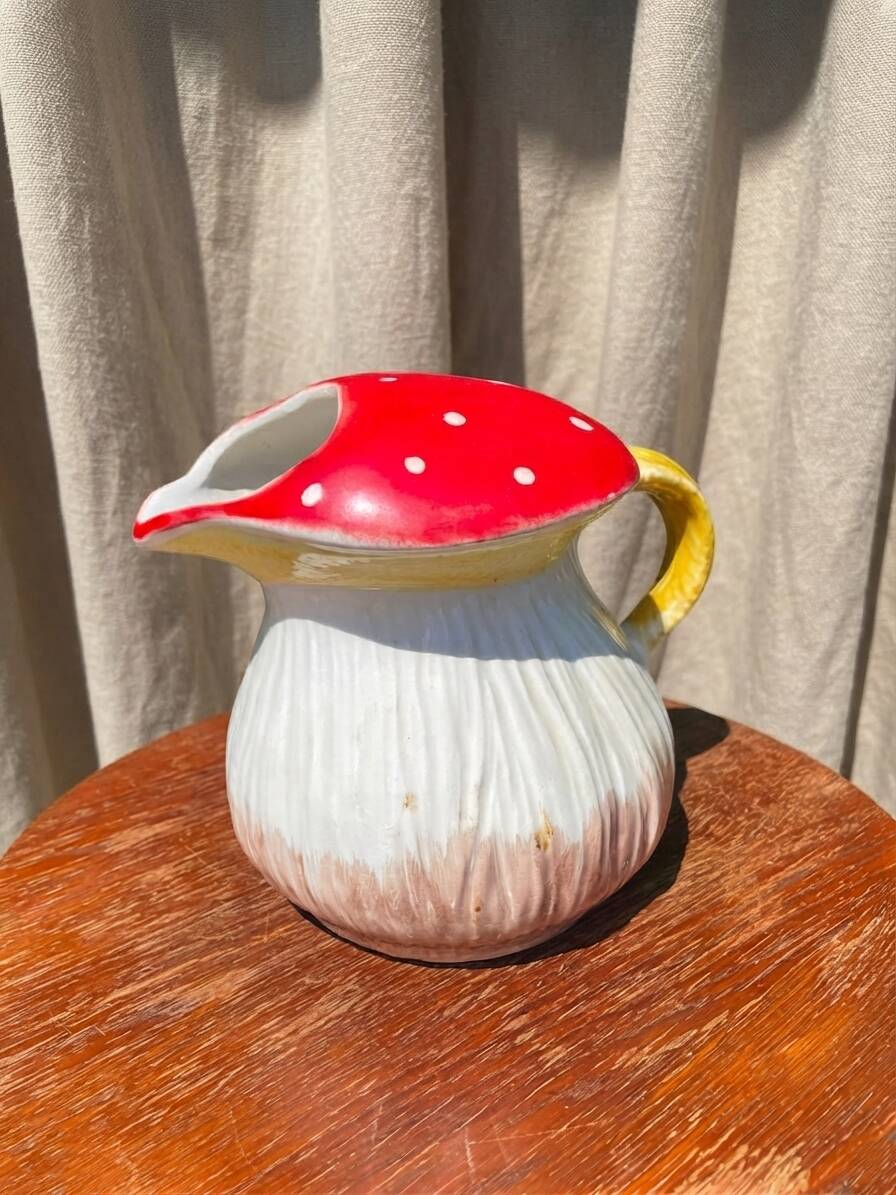 Vintage mushroom barbotine carafe