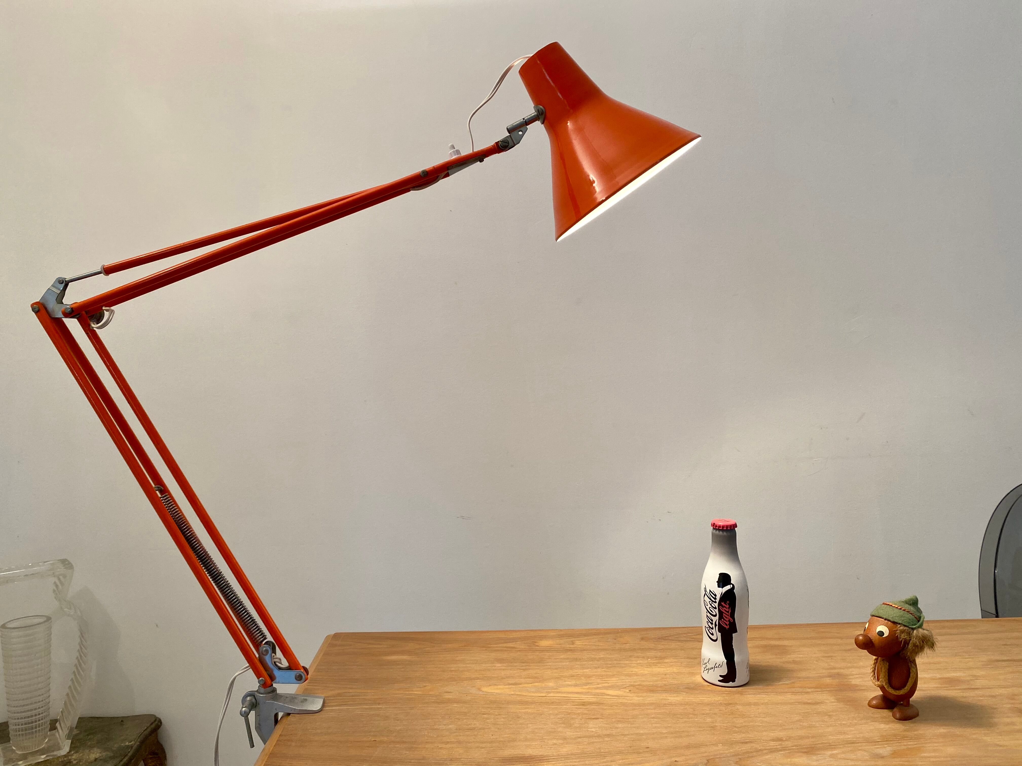Office lamp architect aluminor France vintage 70s orange