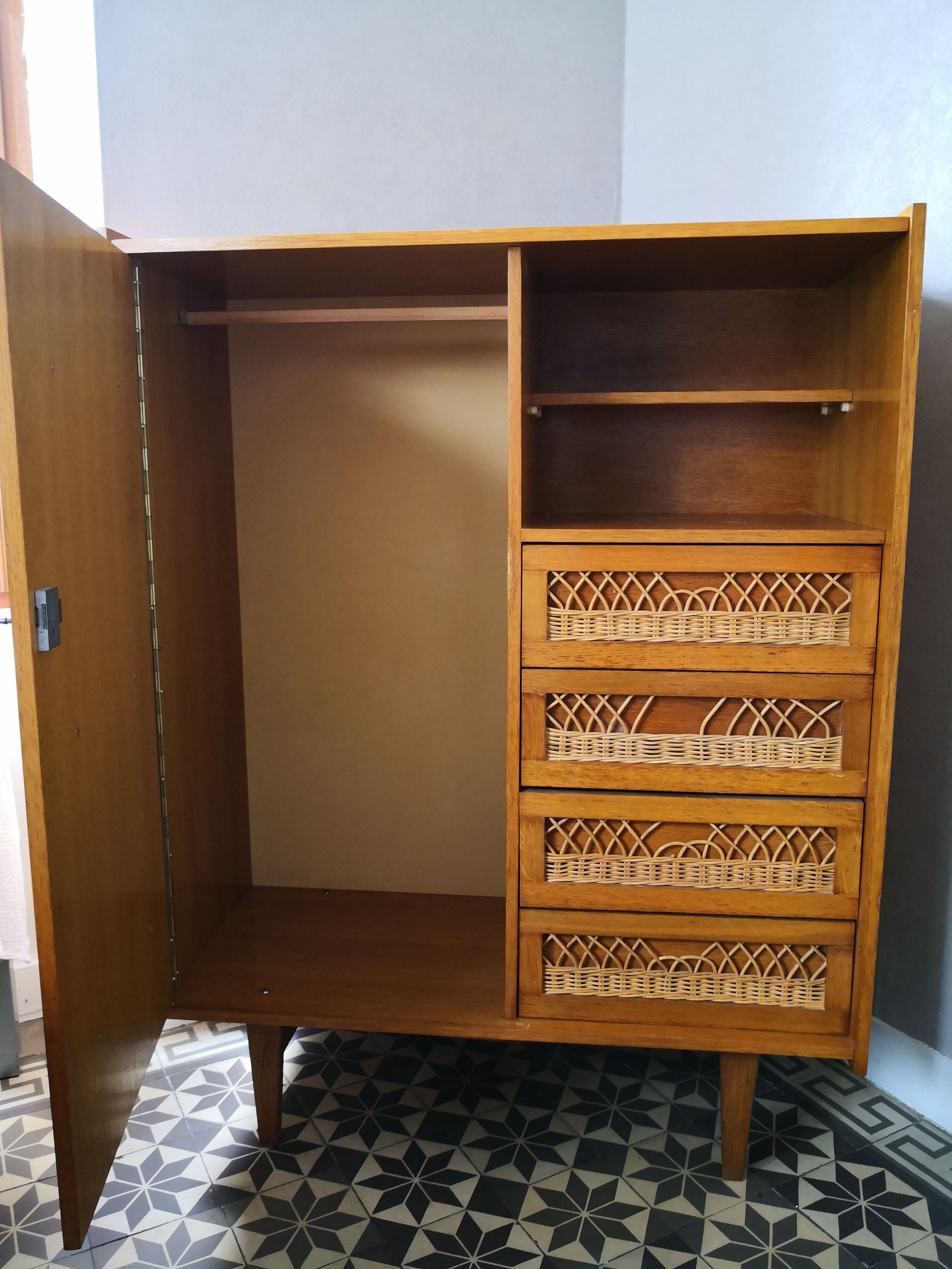 Vintage rattan cabinet