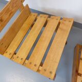 Pair of Vintage Brutalist Slatted Wood Lounge Chairs