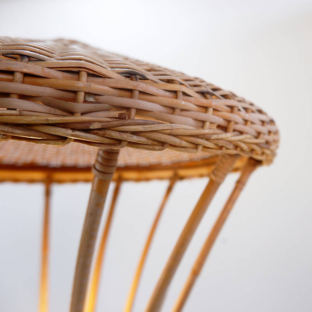 Mid-Century tripod Rattan Floor Lamp - 1960s