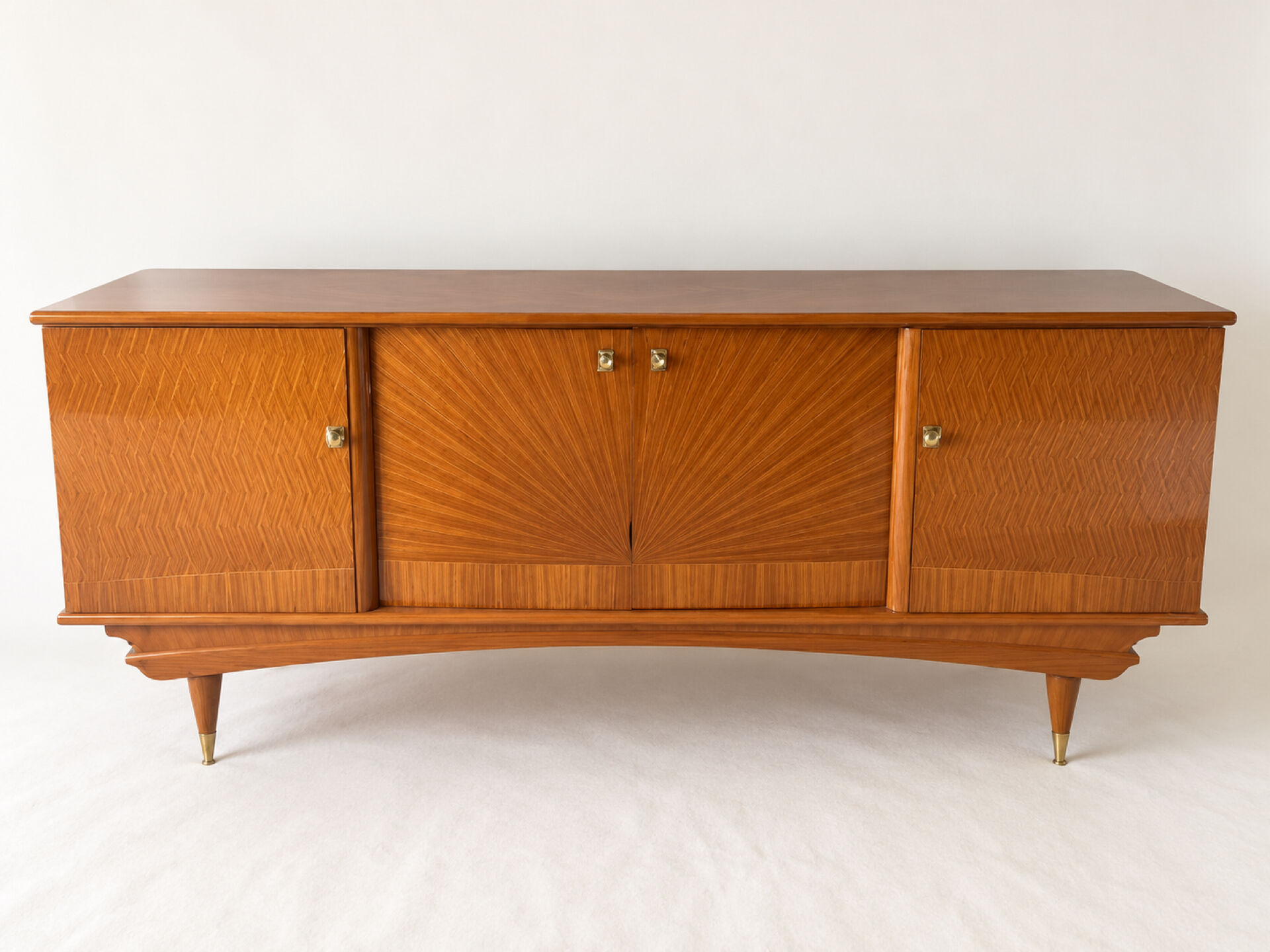 Vintage enfilade from the 50s-60s in geometric fan marquetry.