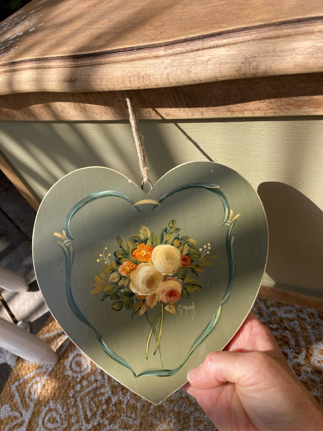 Vintage khaki chest and its removable Slavic heart