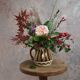 Amber glass and wicker carafe