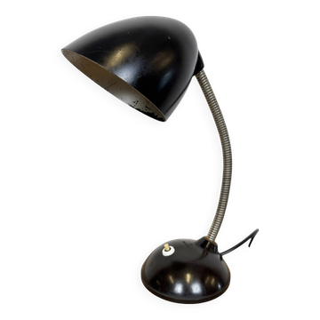 Lampe de table vintage à col de cygne en bakélite marron, années 1960