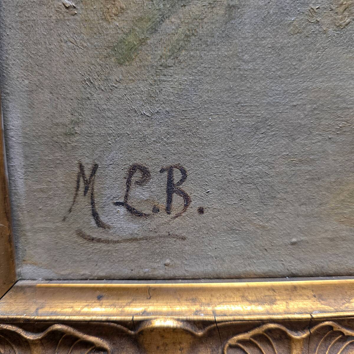 Antique Oil Painting Flower Still Life ML.B. early 1900s