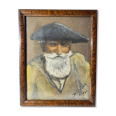 Old painting, portrait of a mountaineer dated 1941 signed Dufraisse