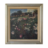 Landscape scene with floral meadow