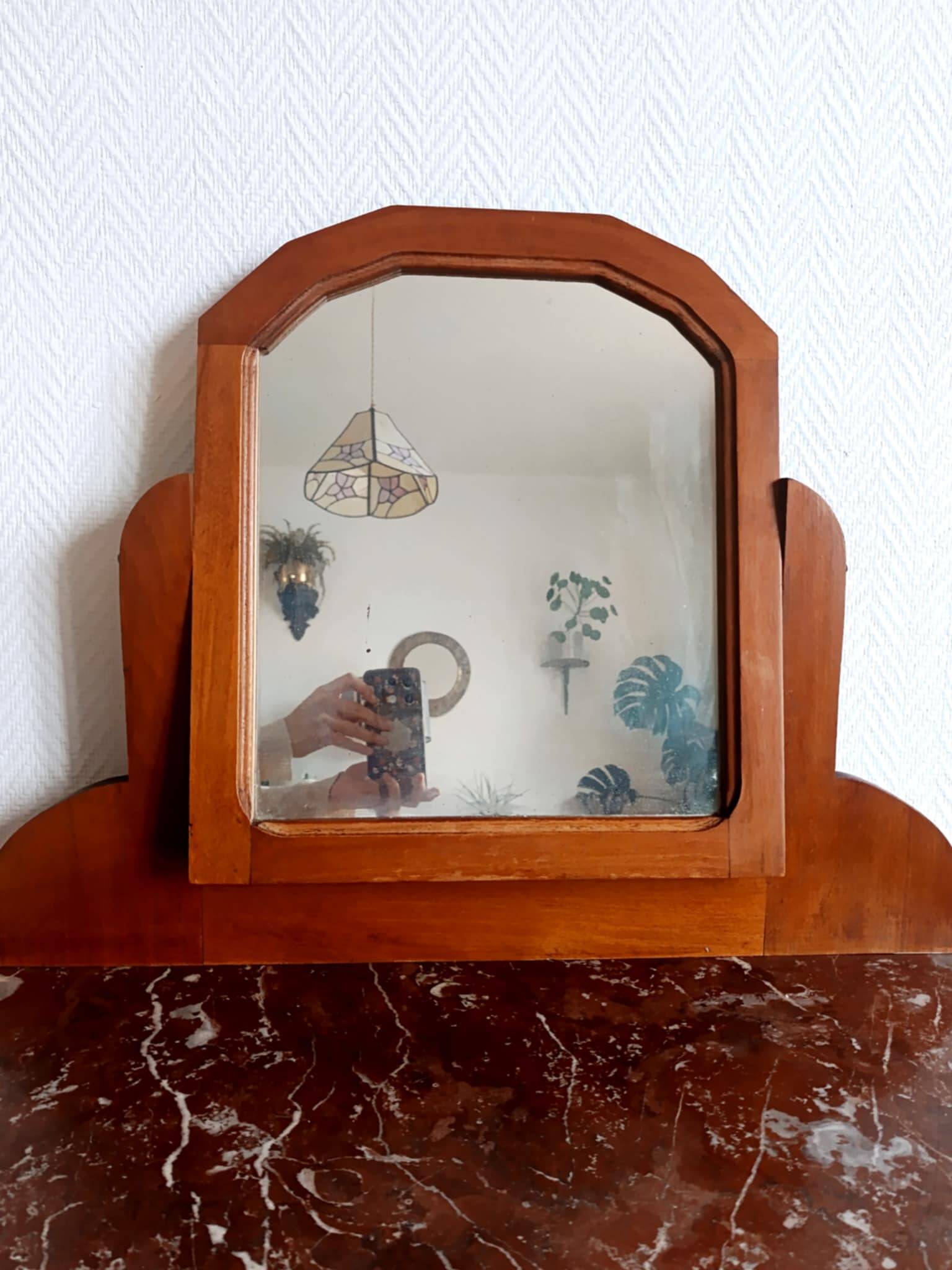 Coiffeuse art déco bois et marbre