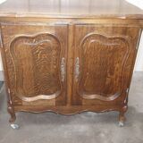 Ancienne commode 2 portes en chêne aérogommé, à peindre ou vernir.